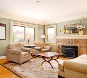 Picture of gorgeous vinyl windows installed in a living room.