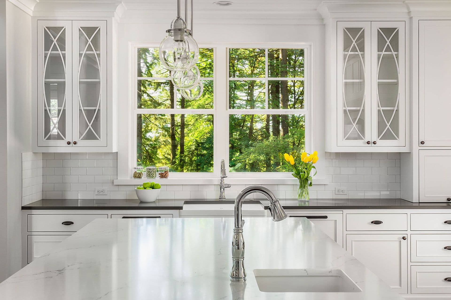 Windows in a kitchen